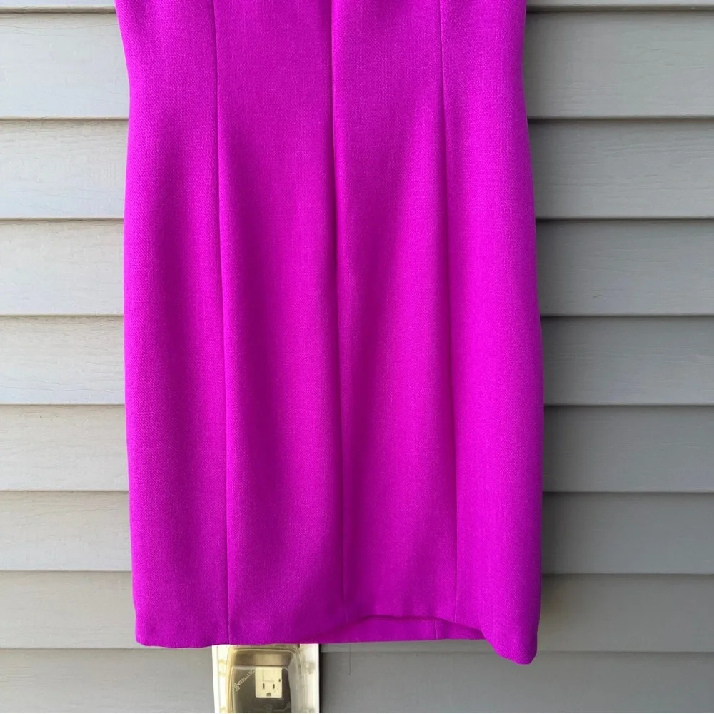 Antonio Melani Tailored Sheath Dress Size 10 Purple Ruffle Off-Shoulder - Picture 7 of 15